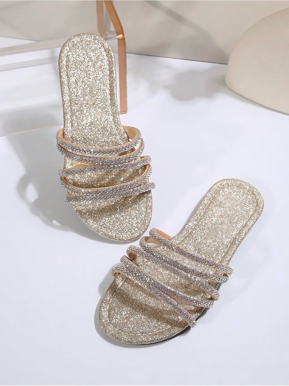 Sparkly Gold Tone Sandals